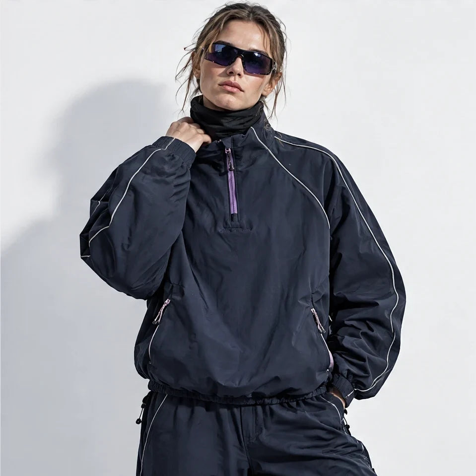 Spur - Unisex Water-Repellent & Windproof Colour-Block Lightweight Jacket - Navy Blue
