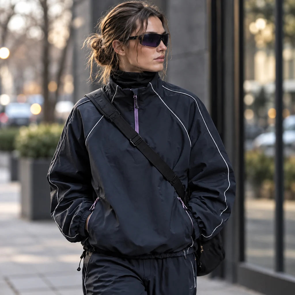Spur - Unisex Water-Repellent & Windproof Colour-Block Lightweight Jacket - Navy Blue