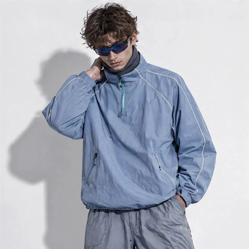 Spur - Unisex Water-Repellent & Windproof Colour-Block Lightweight Jacket - Sky Blue