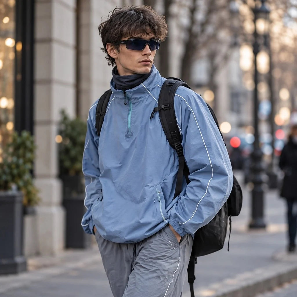 Spur - Unisex Water-Repellent & Windproof Colour-Block Lightweight Jacket - Sky Blue