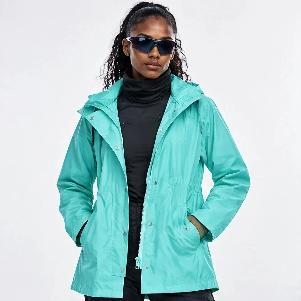 Wisp - Womens Windproof Breathable & Hooded Waterproof Coat - Light Blue