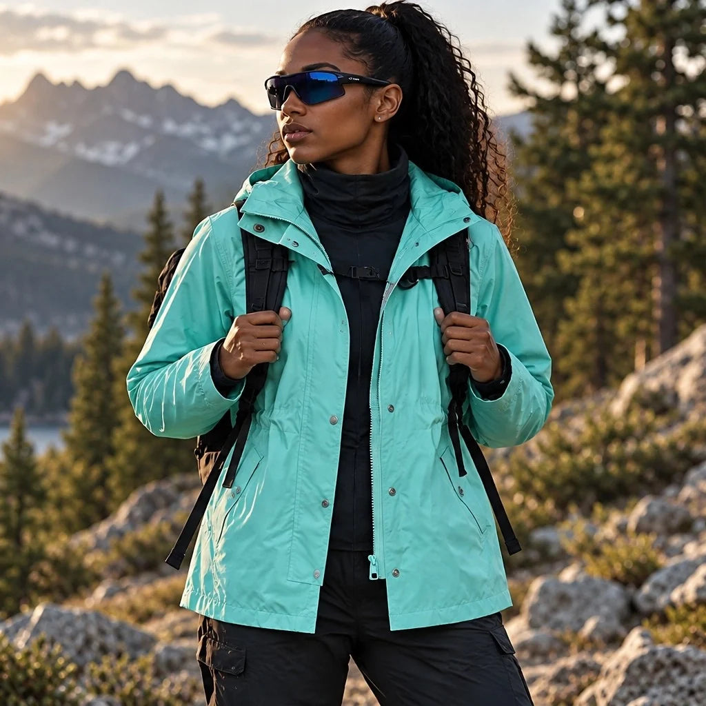 Wisp - Womens Windproof Breathable & Hooded Waterproof Coat - Light Blue
