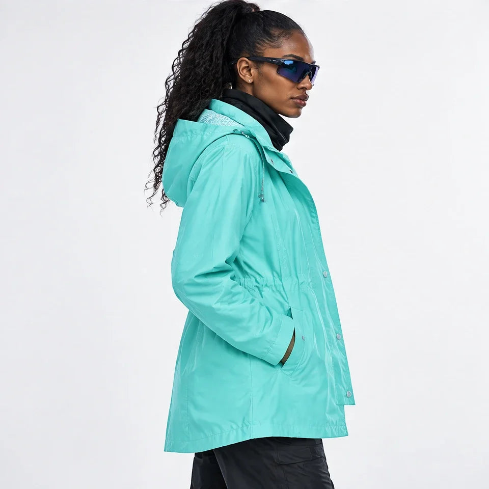 Wisp - Womens Windproof Breathable & Hooded Waterproof Coat - Light Blue