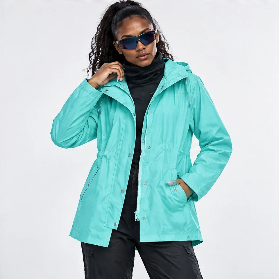 Wisp - Womens Windproof Breathable & Hooded Waterproof Coat - Light Blue