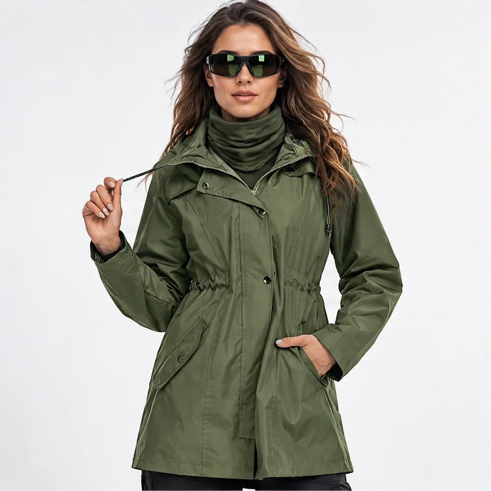 Wisp - Womens Windproof Breathable & Hooded Waterproof Coat - Military Green