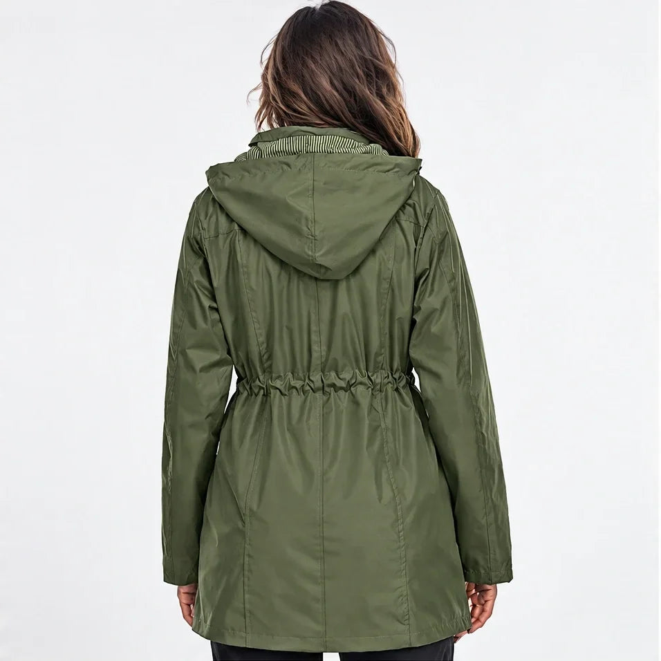 Wisp - Womens Windproof Breathable & Hooded Waterproof Coat - Military Green