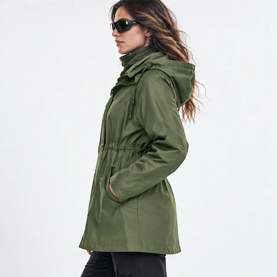 Wisp - Womens Windproof Breathable & Hooded Waterproof Coat - Military Green