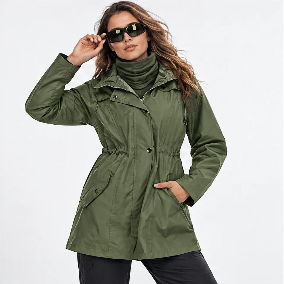 Wisp - Womens Windproof Breathable & Hooded Waterproof Coat - Military Green
