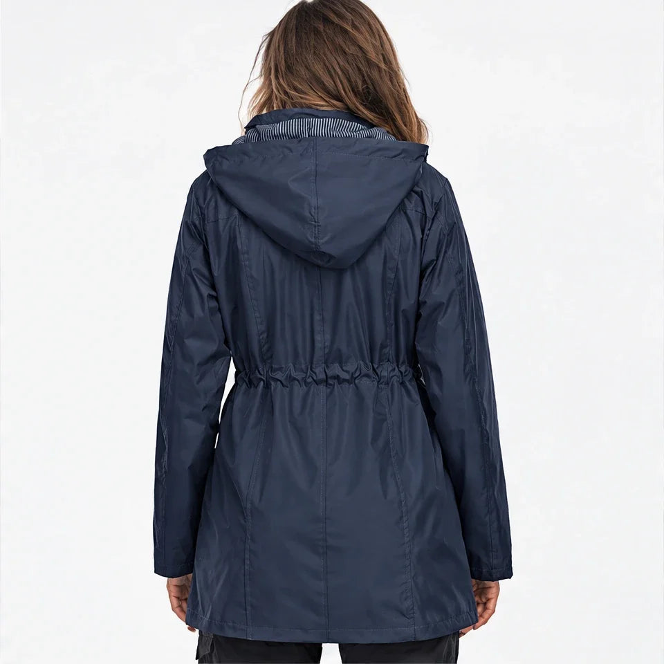 Wisp - Womens Windproof Breathable & Hooded Waterproof Coat - Navy Blue