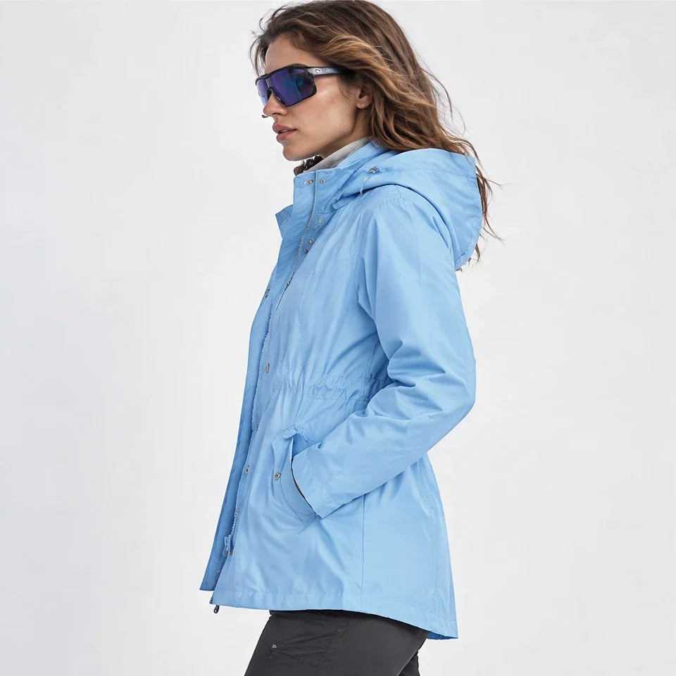 Wisp - Womens Windproof Breathable & Hooded Waterproof Coat - Sky Blue