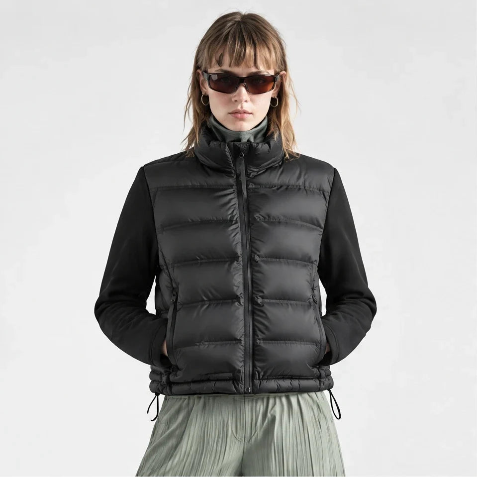 Neve - Womens Insulated Windproof Stand-Collar Puffer Jacket - Black