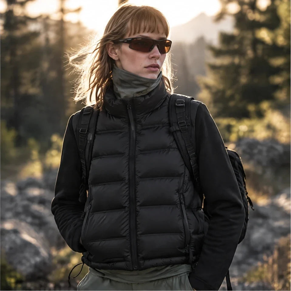 Neve - Womens Insulated Windproof Stand-Collar Puffer Jacket - Black