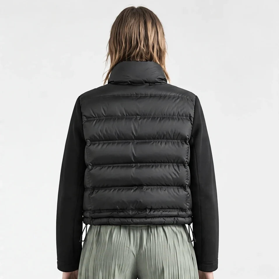 Neve - Womens Insulated Windproof Stand-Collar Puffer Jacket - Black