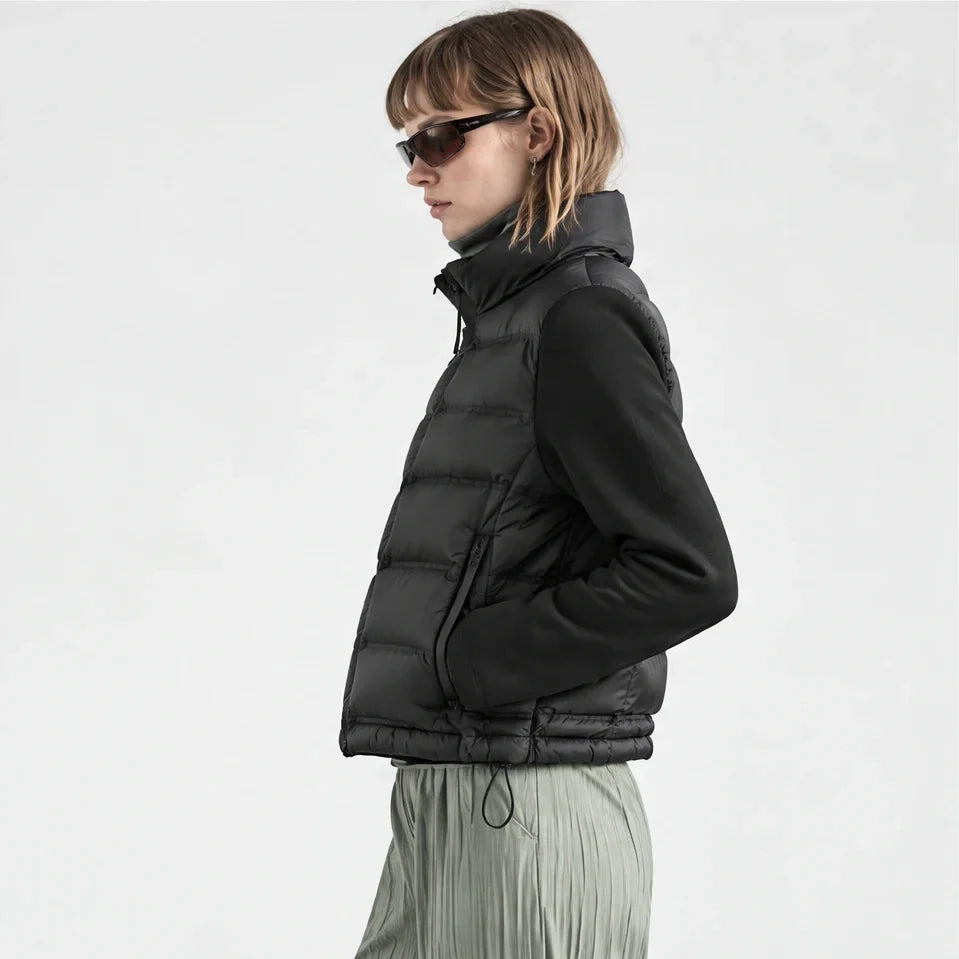 Neve - Womens Insulated Windproof Stand-Collar Puffer Jacket - Black