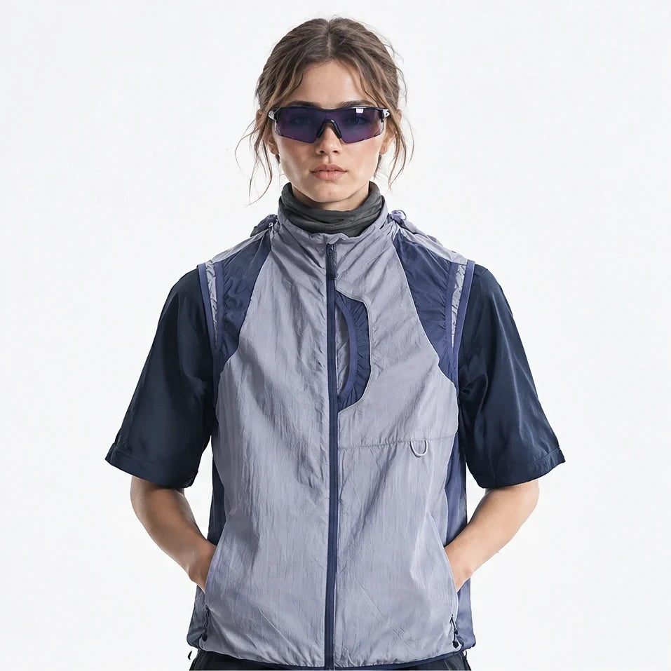 Sike - Unisex Lightweight Quick-Dry Hooded Running Vest - Light Blue