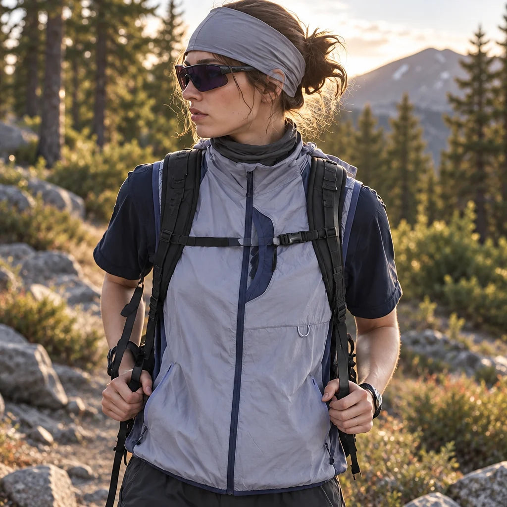 Sike - Unisex Lightweight Quick-Dry Hooded Running Vest - Light Blue