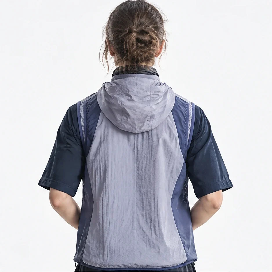 Sike - Unisex Lightweight Quick-Dry Hooded Running Vest - Light Blue