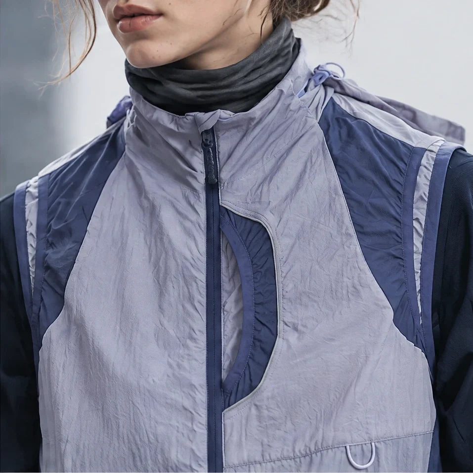 Sike - Unisex Lightweight Quick-Dry Hooded Running Vest - Light Blue