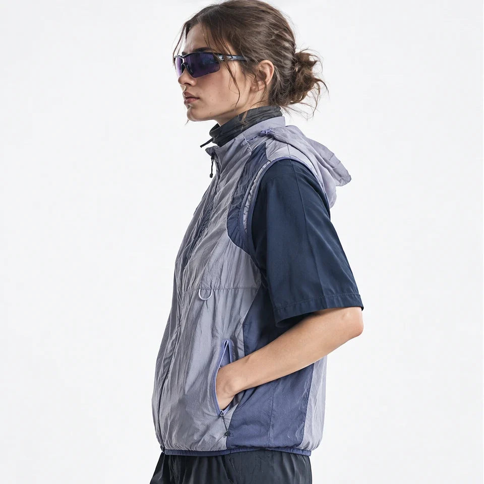 Sike - Unisex Lightweight Quick-Dry Hooded Running Vest - Light Blue