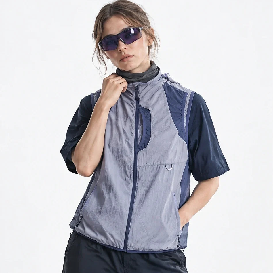 Sike - Unisex Lightweight Quick-Dry Hooded Running Vest - Light Blue