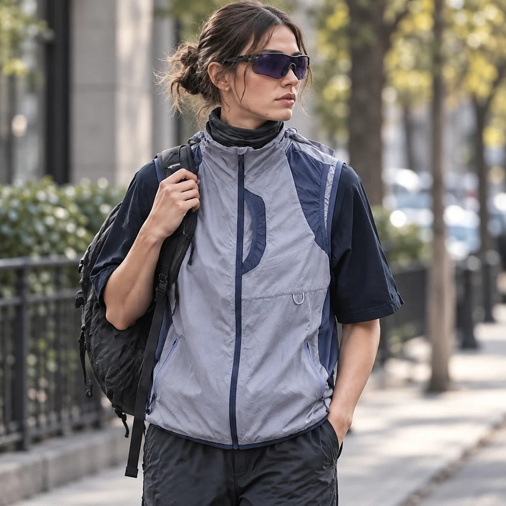 Sike - Unisex Lightweight Quick-Dry Hooded Running Vest - Light Blue