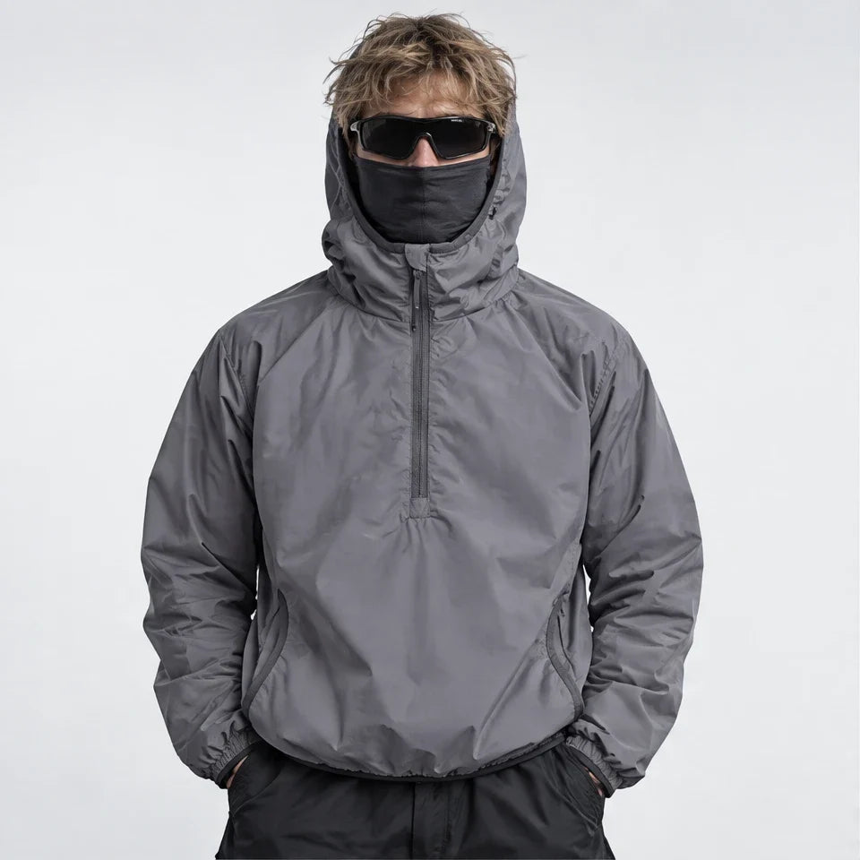 Frazil - Unisex Insulated Windproof Pullover Puffer Jacket - Dark Grey