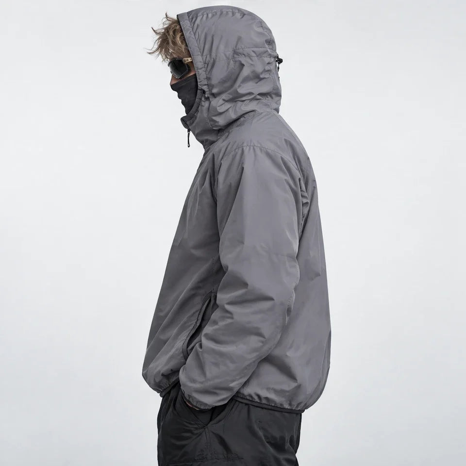 Frazil - Unisex Insulated Windproof Pullover Puffer Jacket - Dark Grey