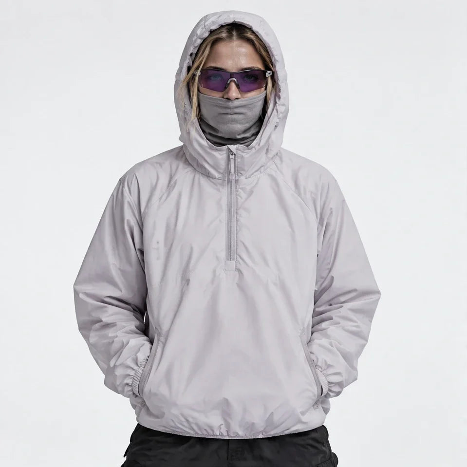 Frazil - Unisex Insulated Windproof Pullover Puffer Jacket - White