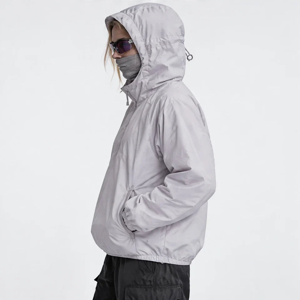 Frazil - Unisex Insulated Windproof Pullover Puffer Jacket - White