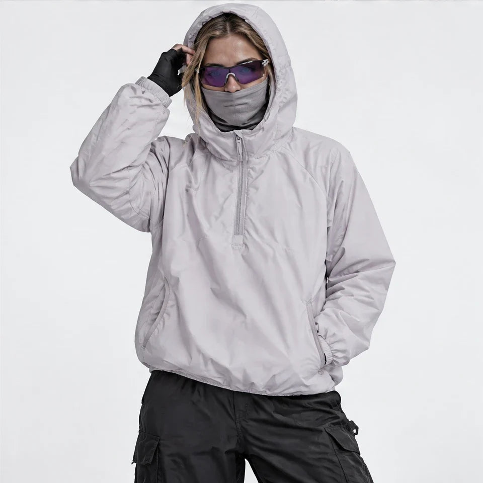 Frazil - Unisex Insulated Windproof Pullover Puffer Jacket - White