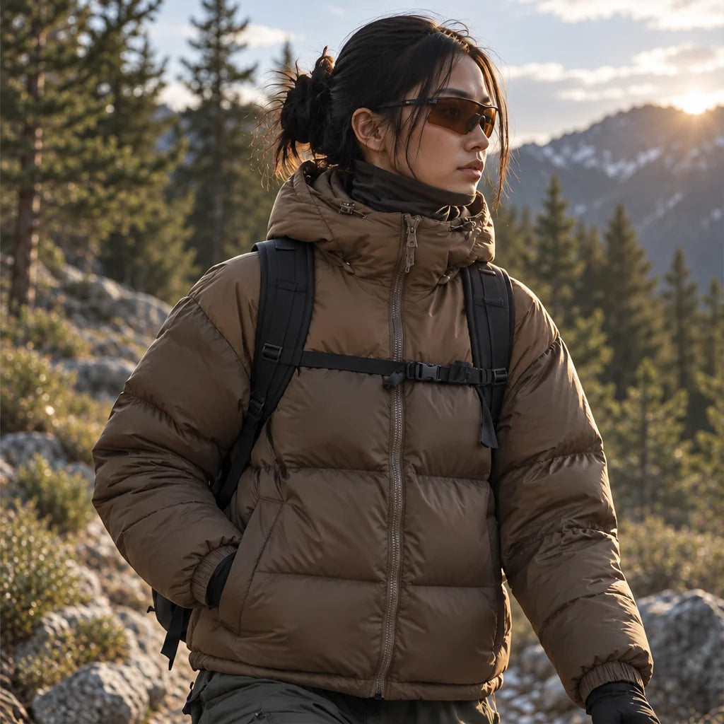 Mizzle - Unisex Insulated Windproof Reversible Puffer Jacket - Brown