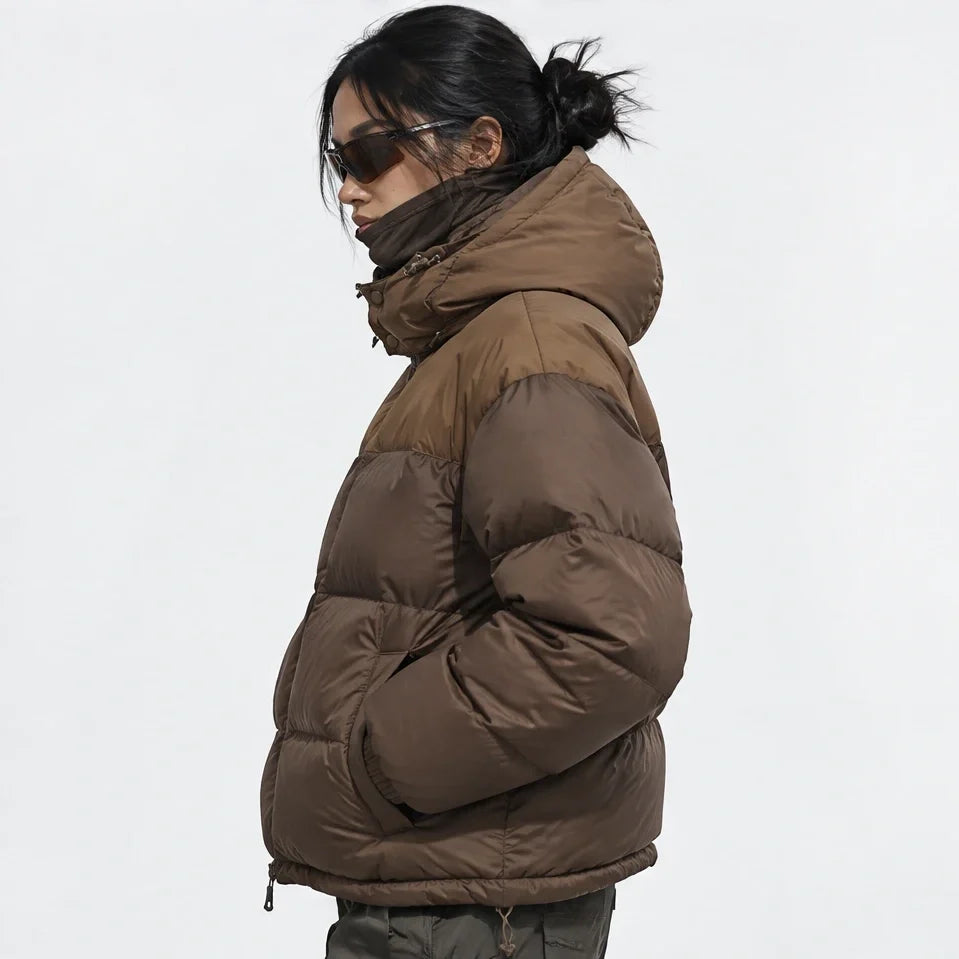 Mizzle - Unisex Insulated Windproof Reversible Puffer Jacket - Brown