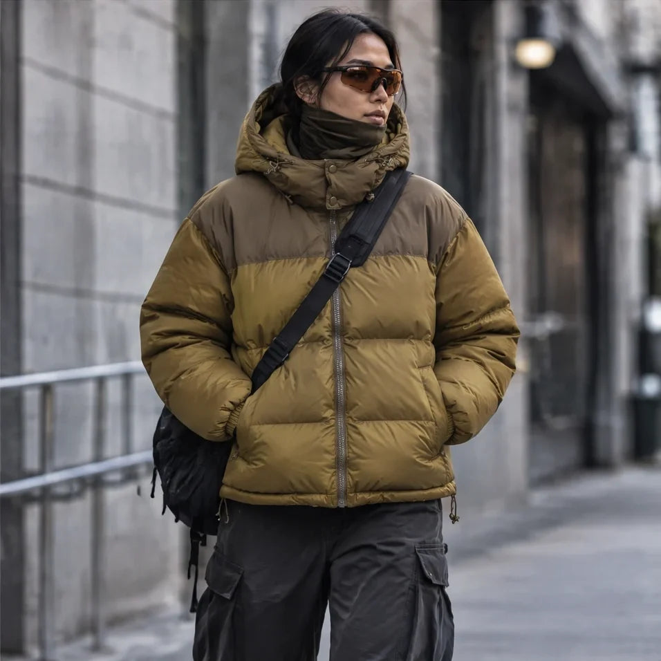 Mizzle - Unisex Insulated Windproof Reversible Puffer Jacket - Military Green