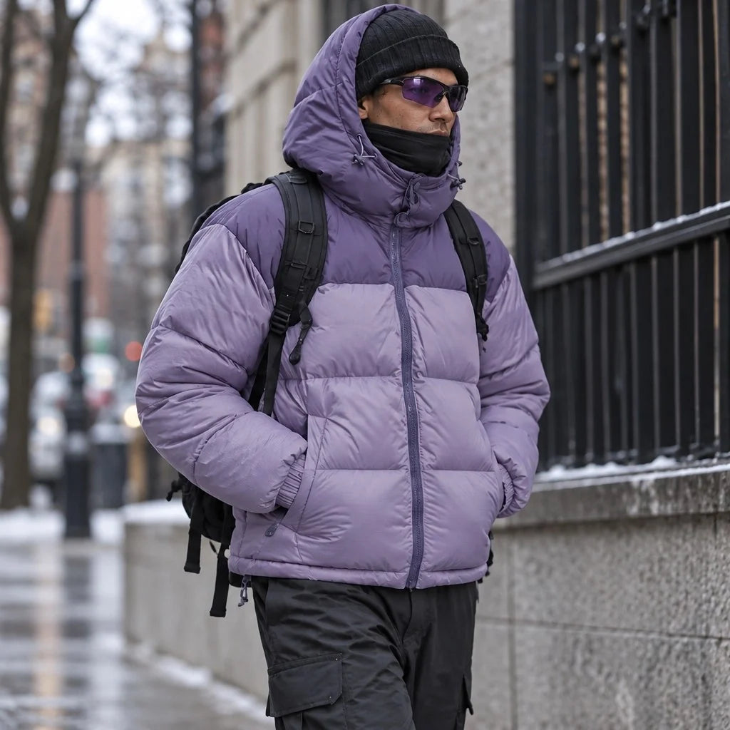 Mizzle - Unisex Insulated Windproof Reversible Puffer Jacket - Purple