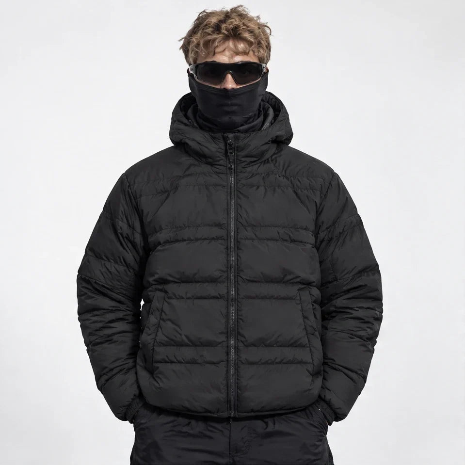 Hail - Unisex Insulated Windproof Hooded Puffer Jacket - Black