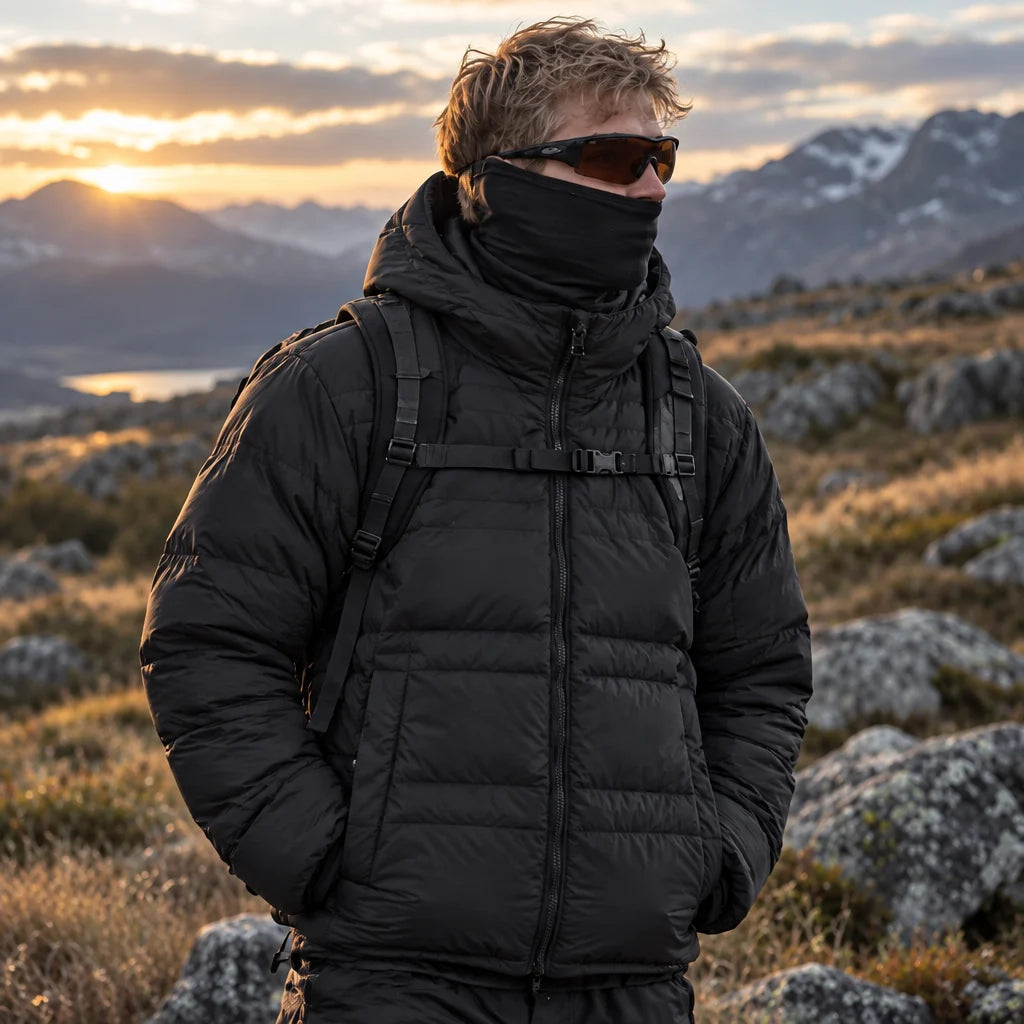 Hail - Unisex Insulated Windproof Hooded Puffer Jacket - Black