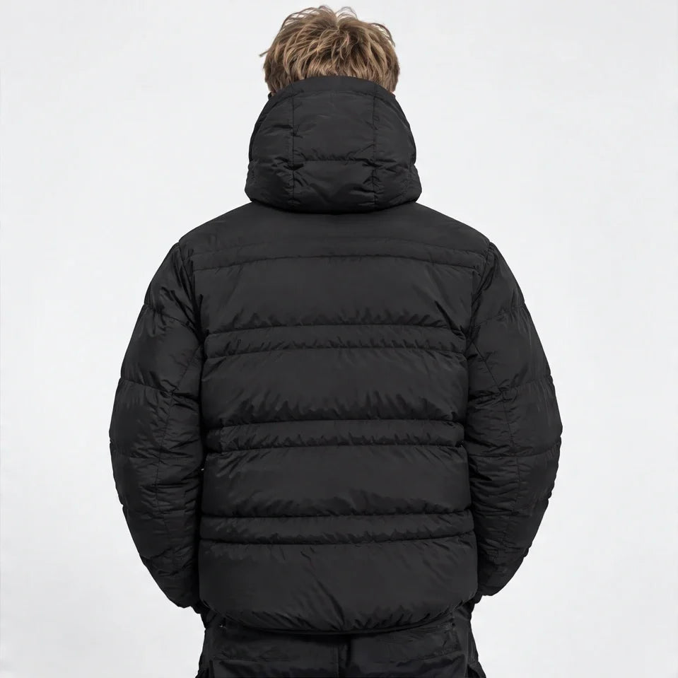 Hail - Unisex Insulated Windproof Hooded Puffer Jacket - Black