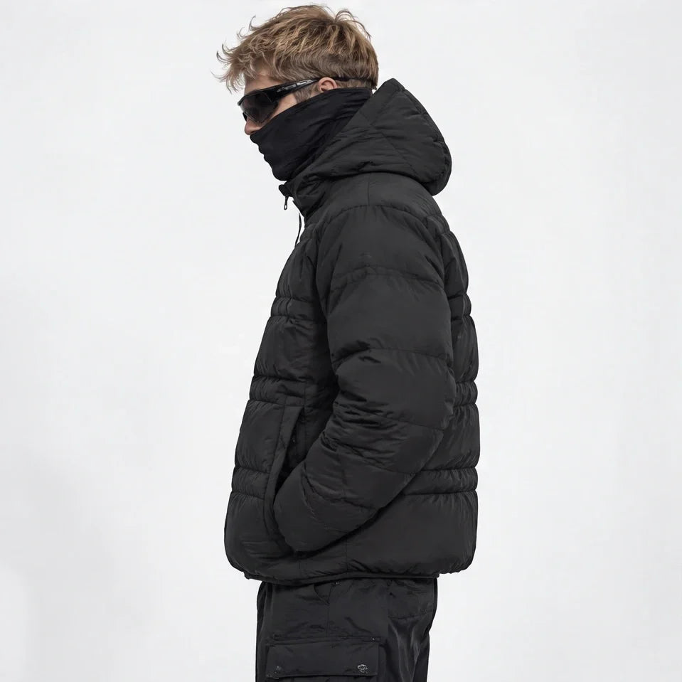 Hail - Unisex Insulated Windproof Hooded Puffer Jacket - Black