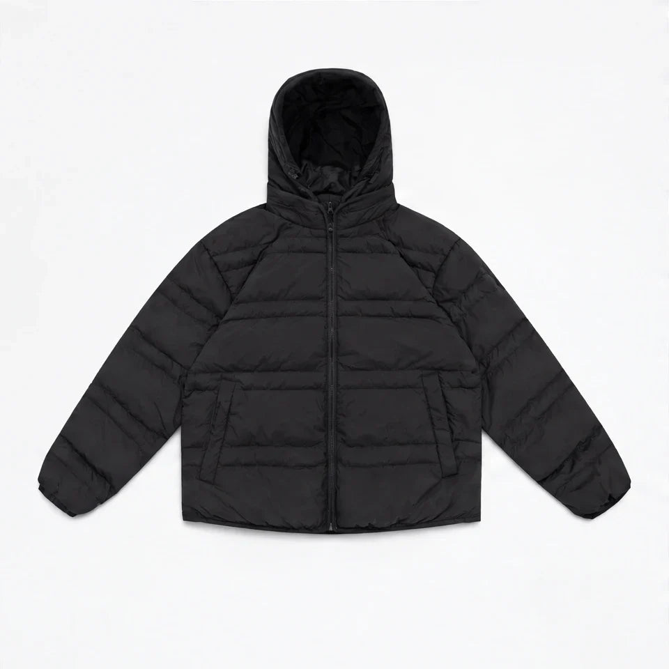 Hail - Unisex Insulated Windproof Hooded Puffer Jacket - Black