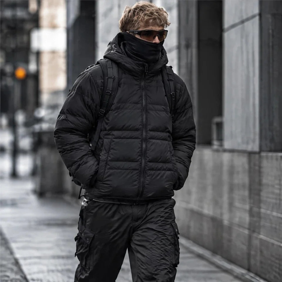 Hail - Unisex Insulated Windproof Hooded Puffer Jacket - Black
