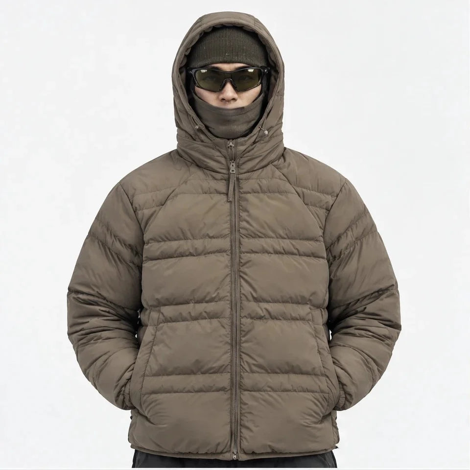 Hail - Unisex Insulated Windproof Hooded Puffer Jacket - Brown