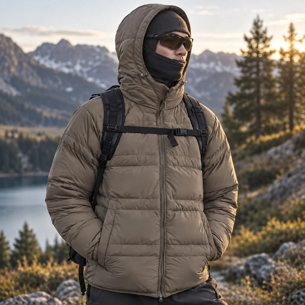 Hail - Unisex Insulated Windproof Hooded Puffer Jacket - Brown