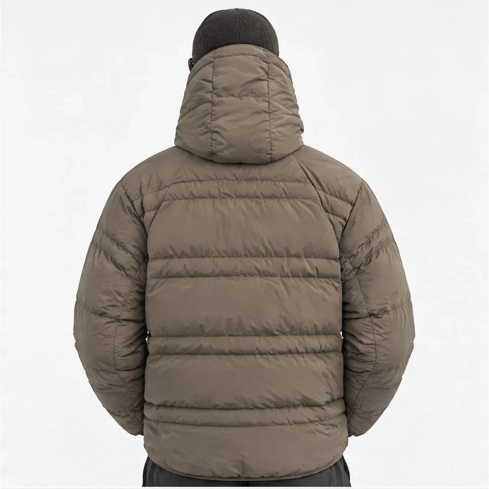 Hail - Unisex Insulated Windproof Hooded Puffer Jacket - Brown