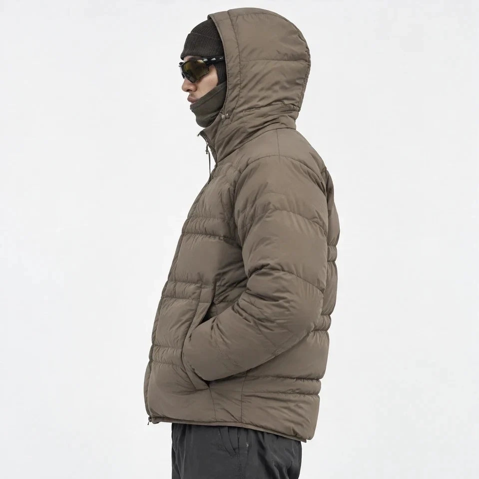 Hail - Unisex Insulated Windproof Hooded Puffer Jacket - Brown