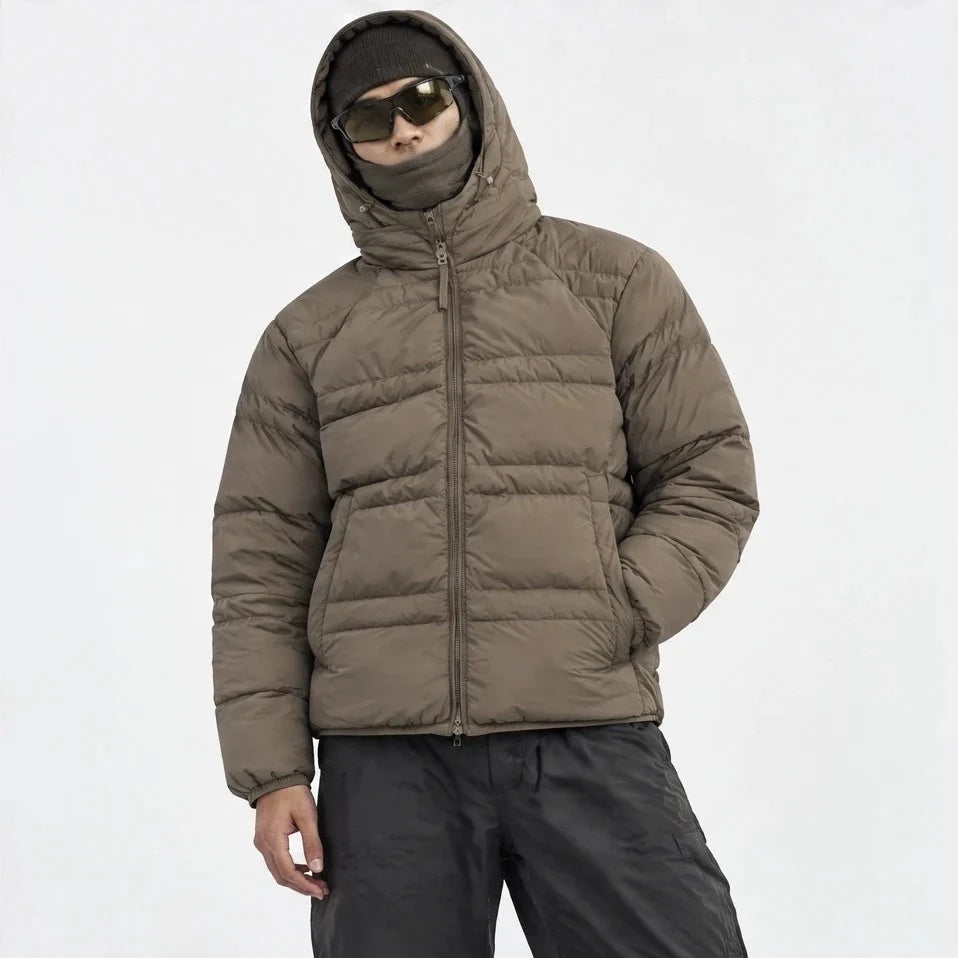 Hail - Unisex Insulated Windproof Hooded Puffer Jacket - Brown