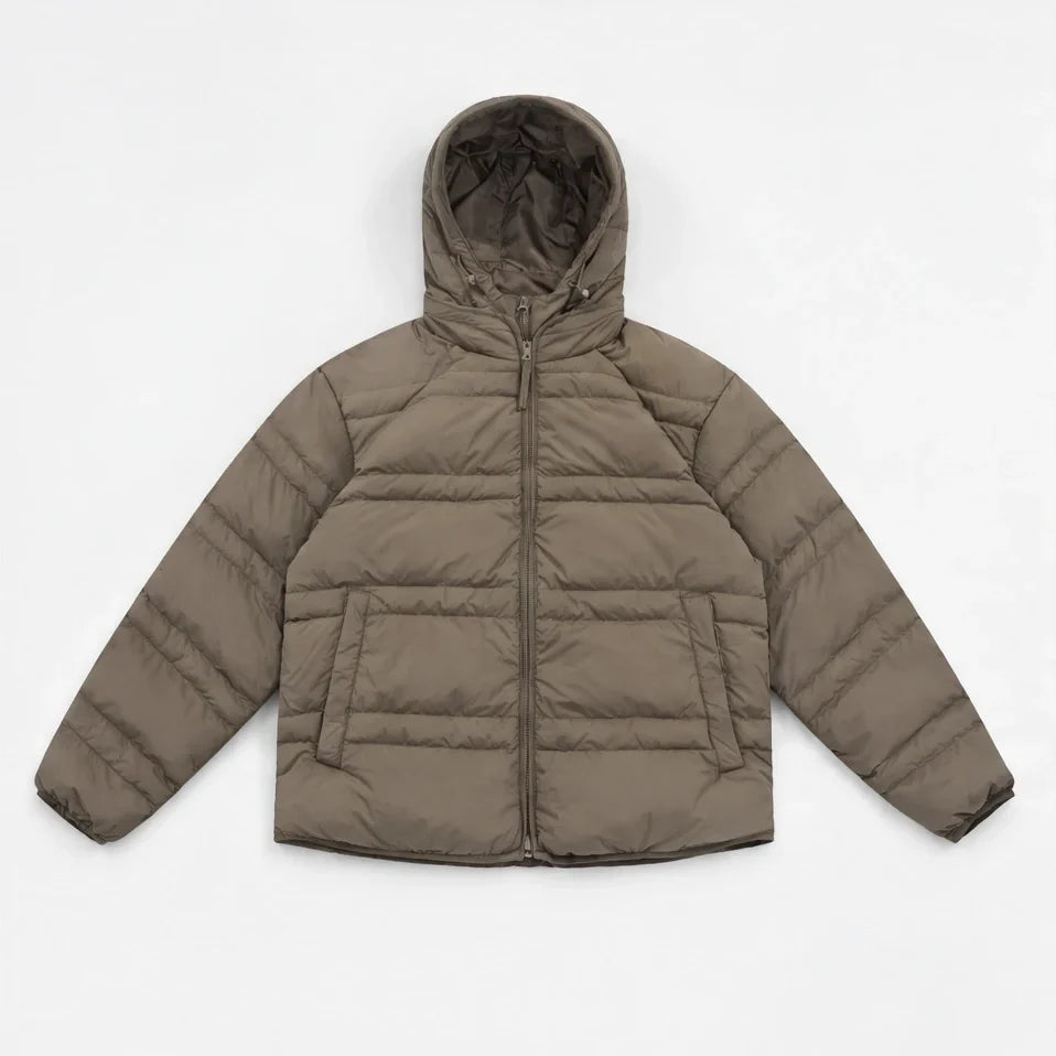 Hail - Unisex Insulated Windproof Hooded Puffer Jacket - Brown
