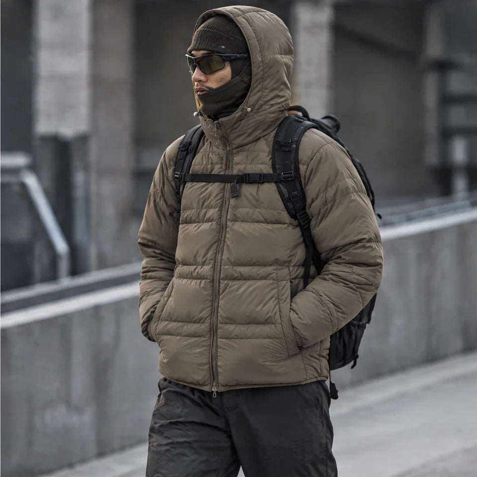 Hail - Unisex Insulated Windproof Hooded Puffer Jacket - Brown