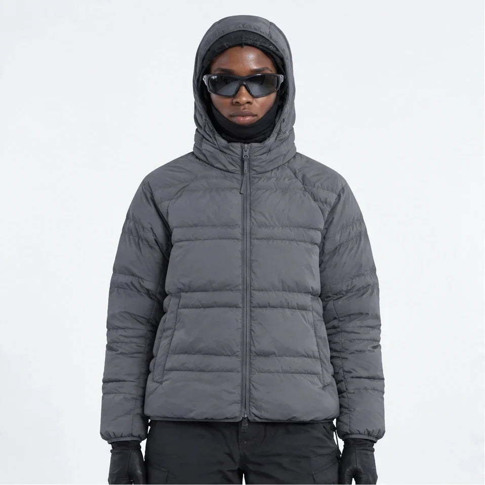 Hail - Unisex Insulated Windproof Hooded Puffer Jacket - Dark Grey