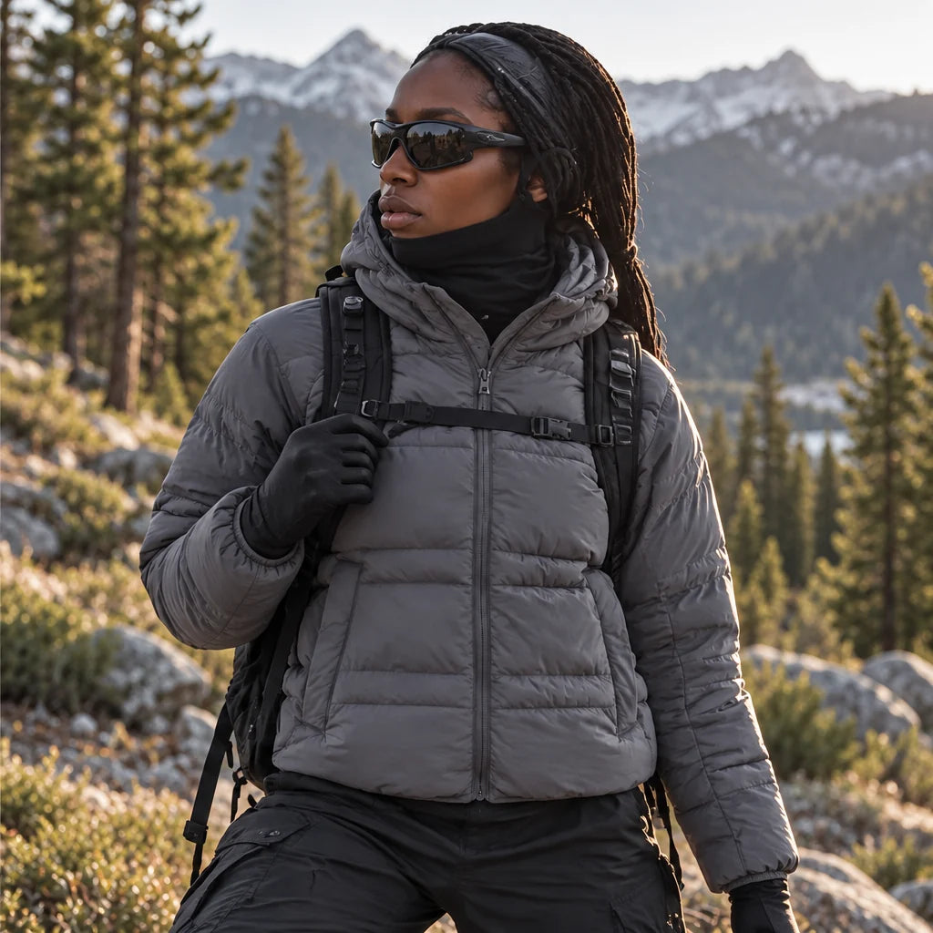Hail - Unisex Insulated Windproof Hooded Puffer Jacket - Dark Grey