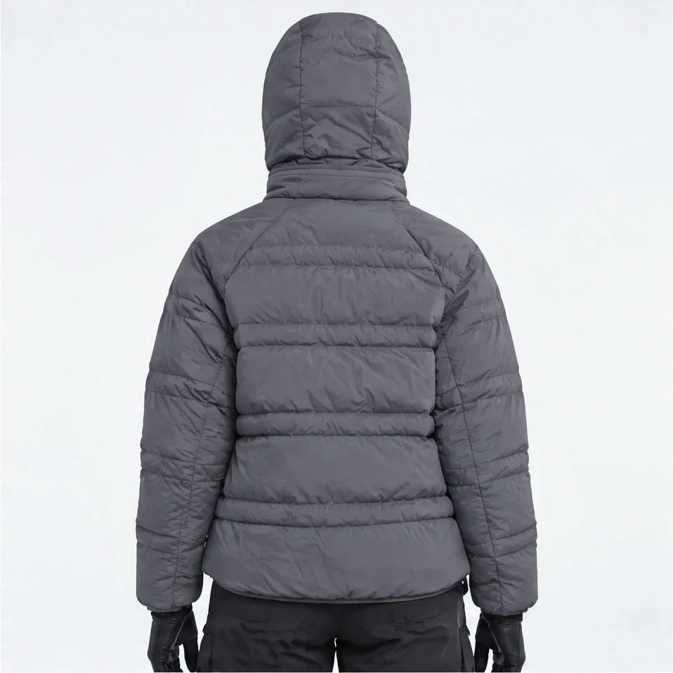 Hail - Unisex Insulated Windproof Hooded Puffer Jacket - Dark Grey